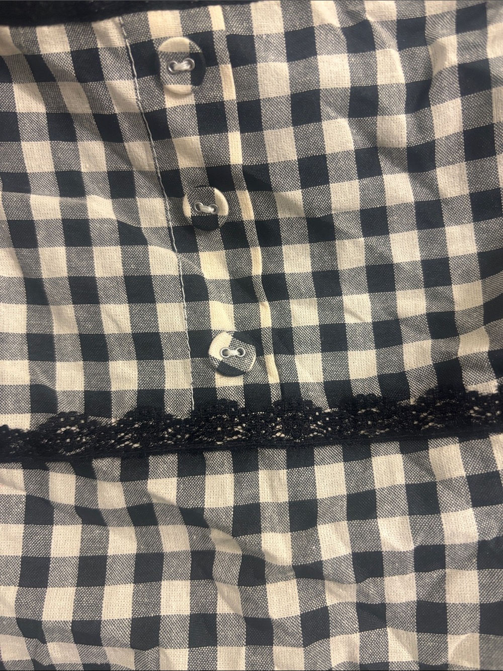 Cider Black & Cream Gingham Lace-Trim Square Neck Camisole - Picture 5 of 9